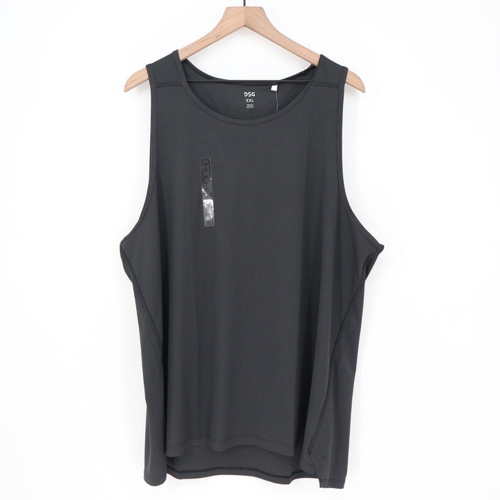 DSG Mens Run Tank Pure Black XXL Reflective Moisture Wicking Athletic Top
