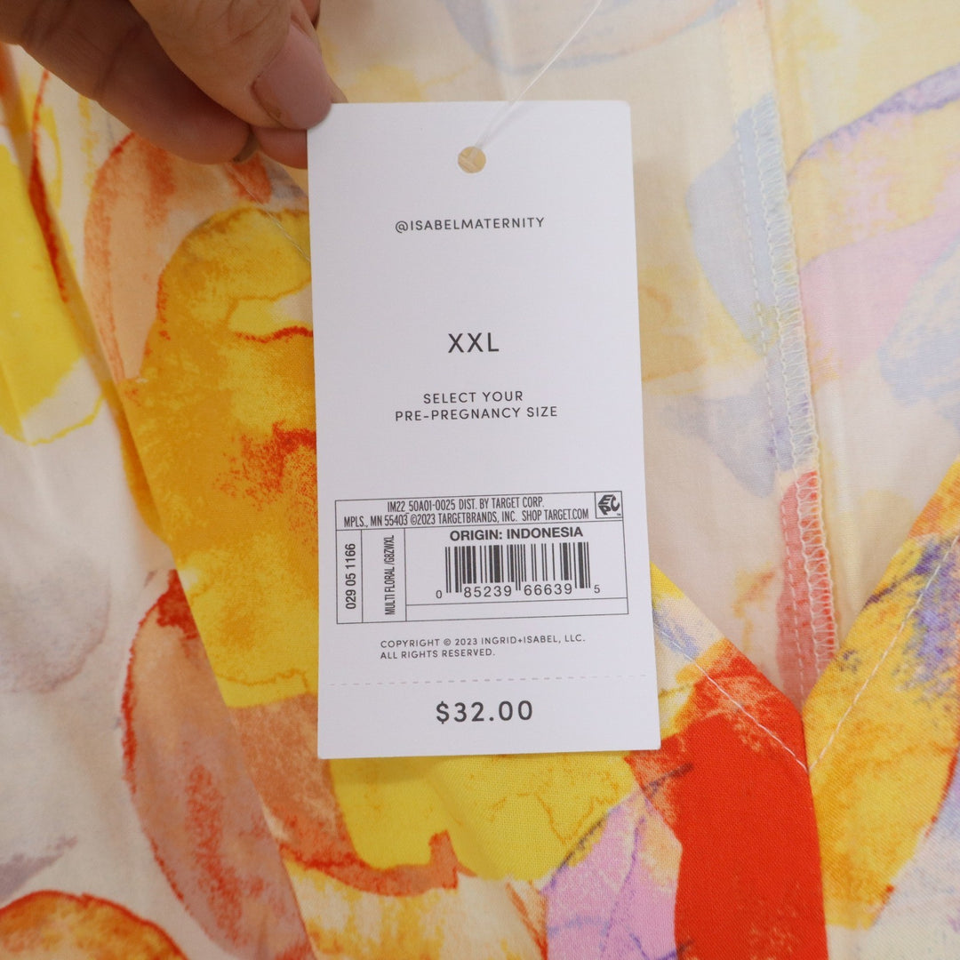 Isabel Maternity Floral Flutter Sleeve Tiered Midi Dress XXL Yellow Multi NWT