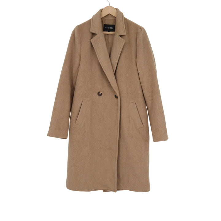 Fashion Nova Womens Camel Tan Double Breasted Long Overcoat Jacket Size M
