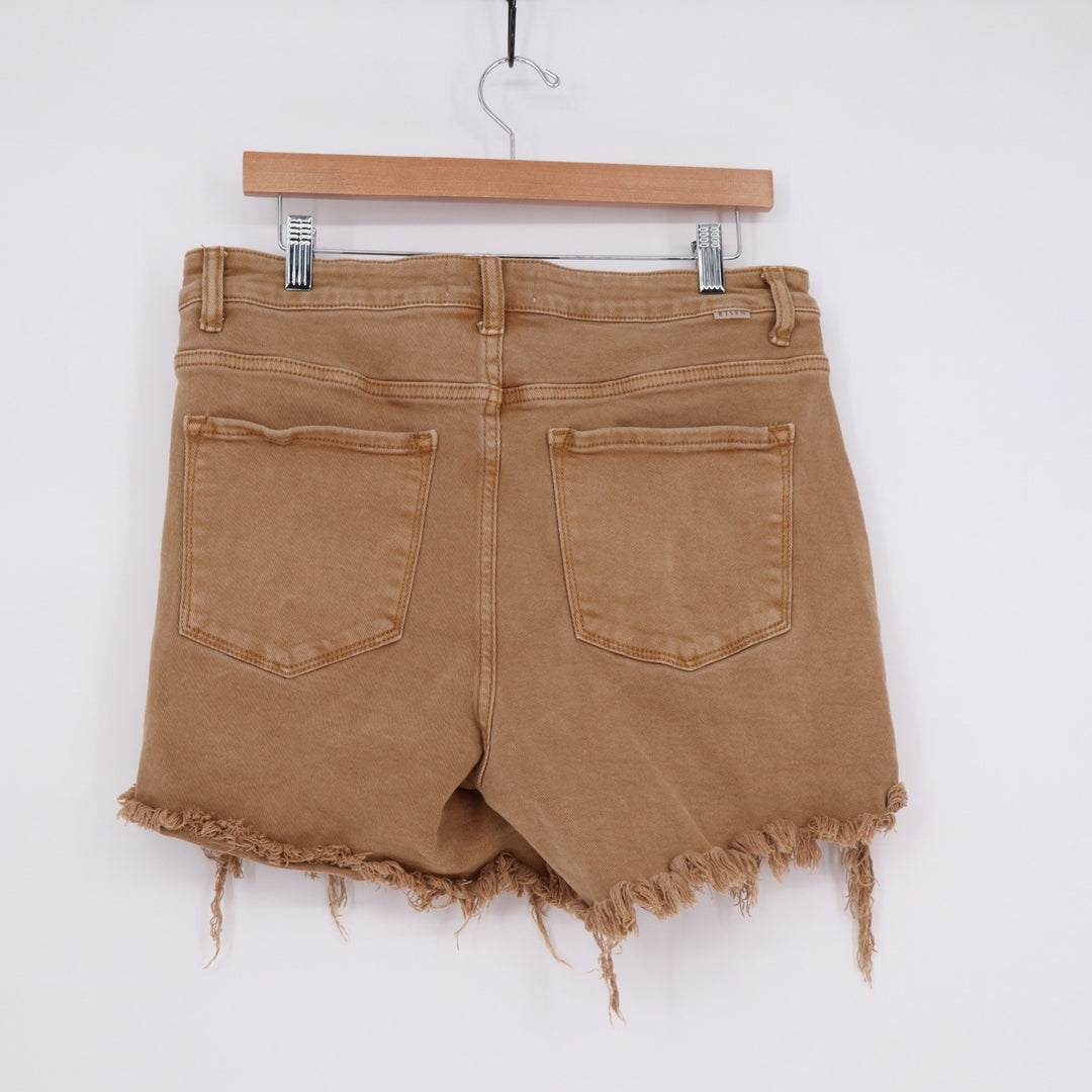 Risen Jeans Cutoff Shorts Womens XL Brown Cotton Stretch 5-Pockets High Rise