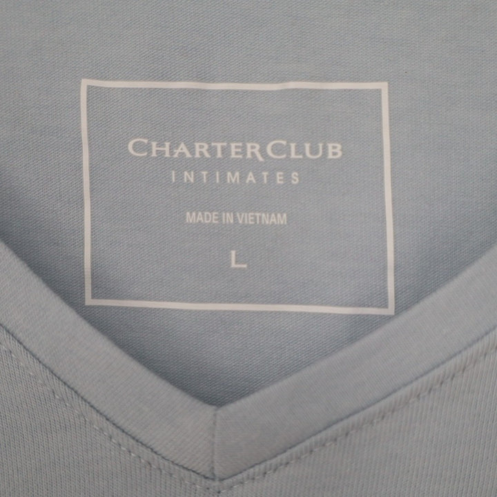 Charter Club Intimates Sleepwear Top Womens L Dolphin Blue V-Neck Short Sleeve
