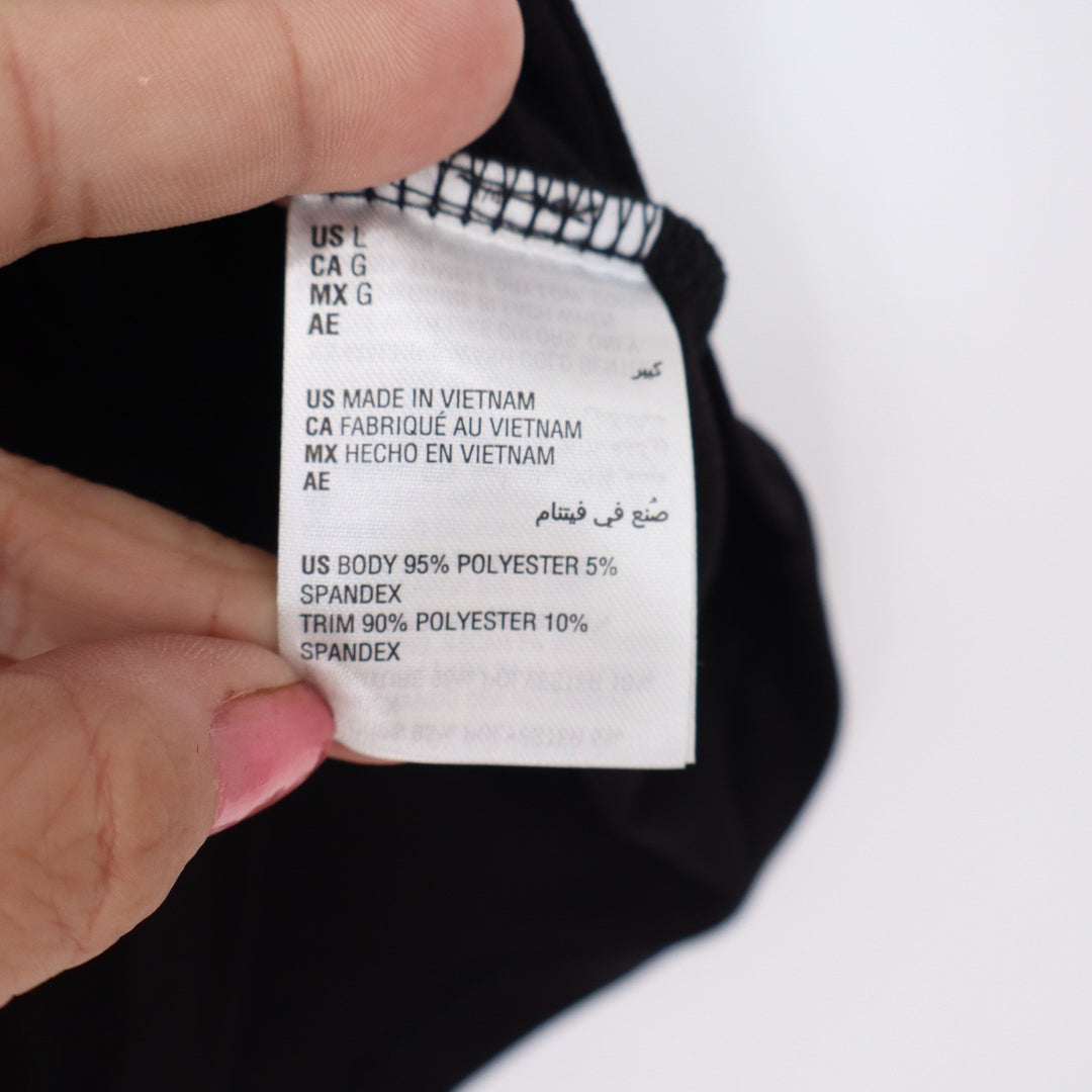 INC Top Womens L Mesh Asymmetrical Yoke Black Short Sleeve Stretch Excellent