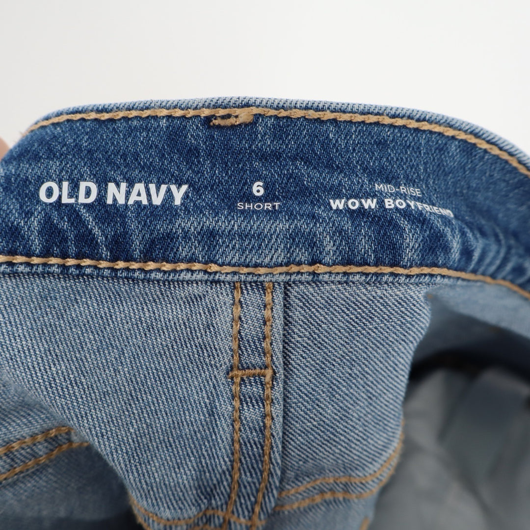 Old Navy Wow Boyfriend Jeans Womens 6S Blue Cotton Stretch Mid Rise Straight Leg