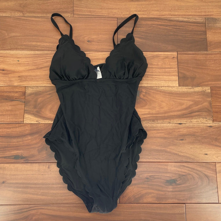 J. Crew Scalloped One Piece Swimsuit Black Size S