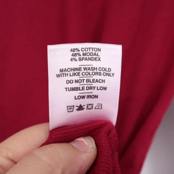 American Giant Luxe Rib Tee Shirt Women Small Red Cotton Stretch Slim Fit Casual