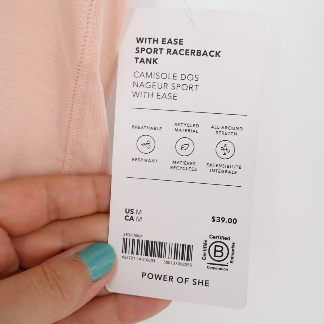 Athleta With Ease Sport Racerback Tank Womens M Coral Pink Stretch Gym Workout