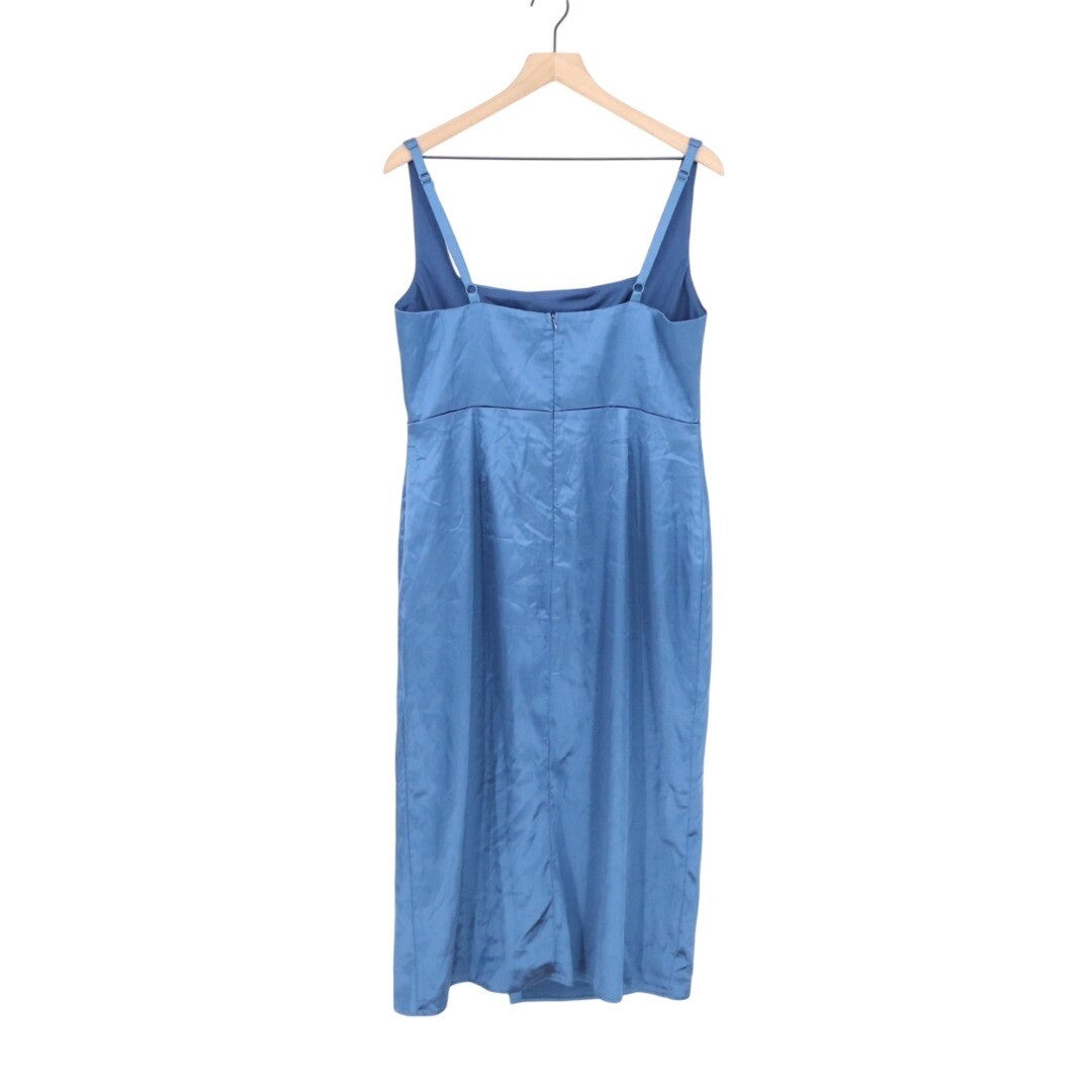 Lulus Keep It Precious Midi Dress Womens XL Blue Satin Sleeveless Wedding Formal