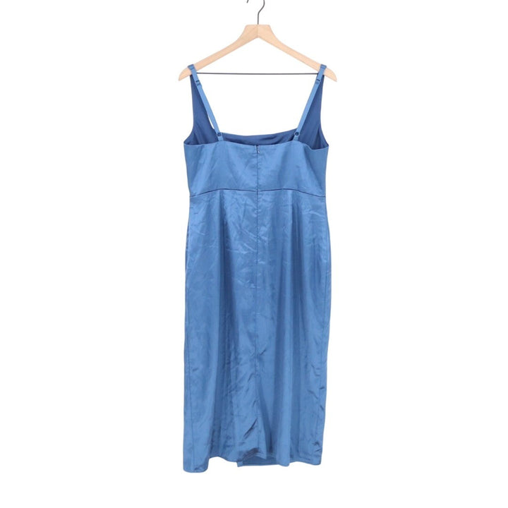 Lulus Keep It Precious Midi Dress Womens XL Blue Satin Sleeveless Wedding Formal
