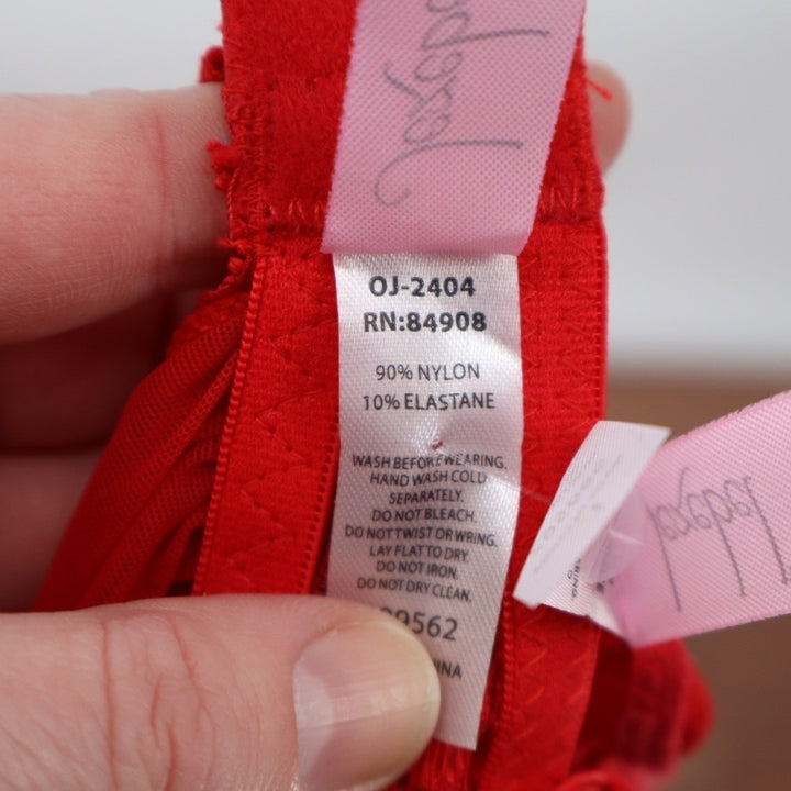 Jezebel Felina Wish Babydoll Lingerie Womens Large Red Sheer Adjustable Strap