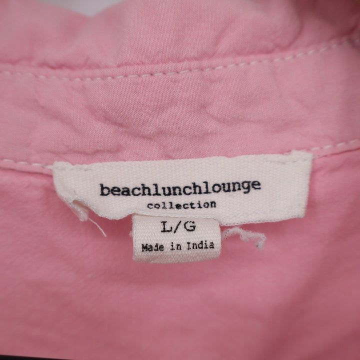 Beachlunchlounge Pink Striped Colorblock Button Down Shirt Womens Large