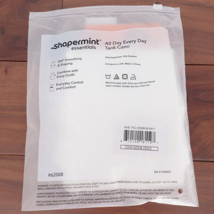 Shapermint Essentials All Day Every Day Tank Cami Womens Medium White Shapewear