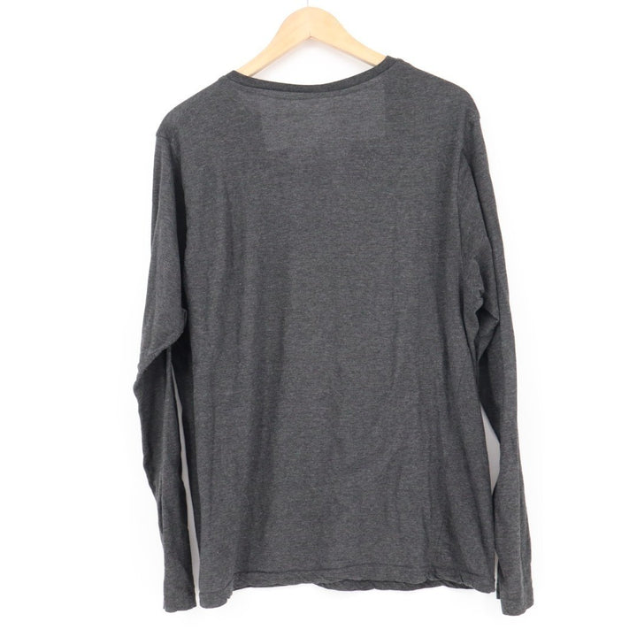 Lucky Brand Pajama Shirt Mens Large Charcoal Gray Cotton Henley Neck Sleepwear