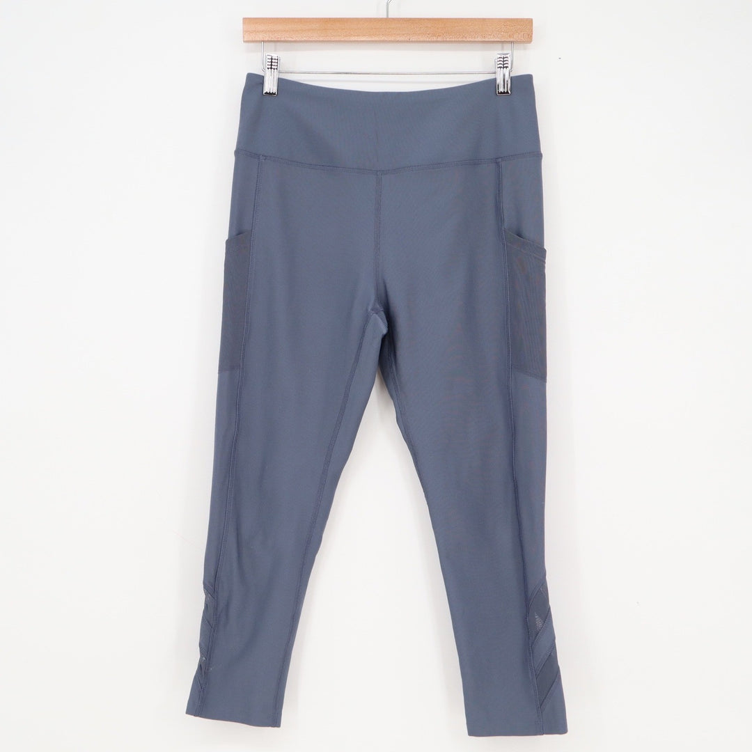 Mondetta Performance Luxury Blue High Rise Crop Mesh Pocket Leggings Medium