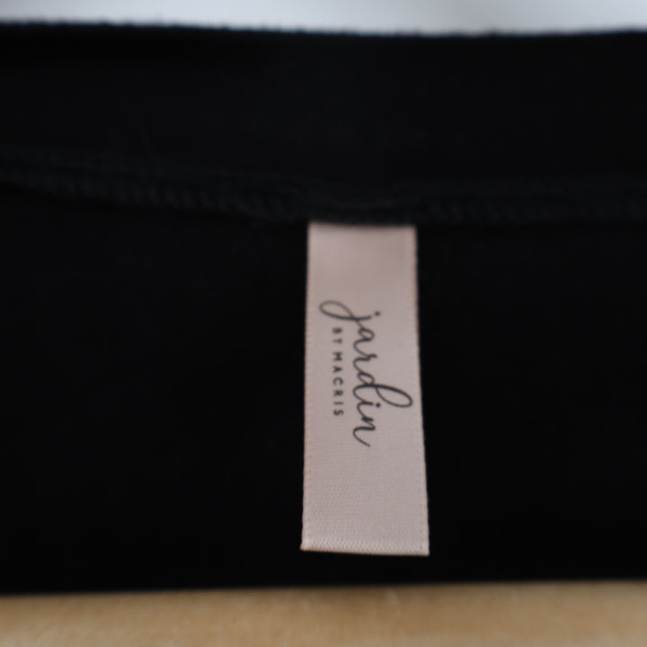 Jardin by Macris T-Shirt Women's Large Black Stretch Split Neck Long Sleeve