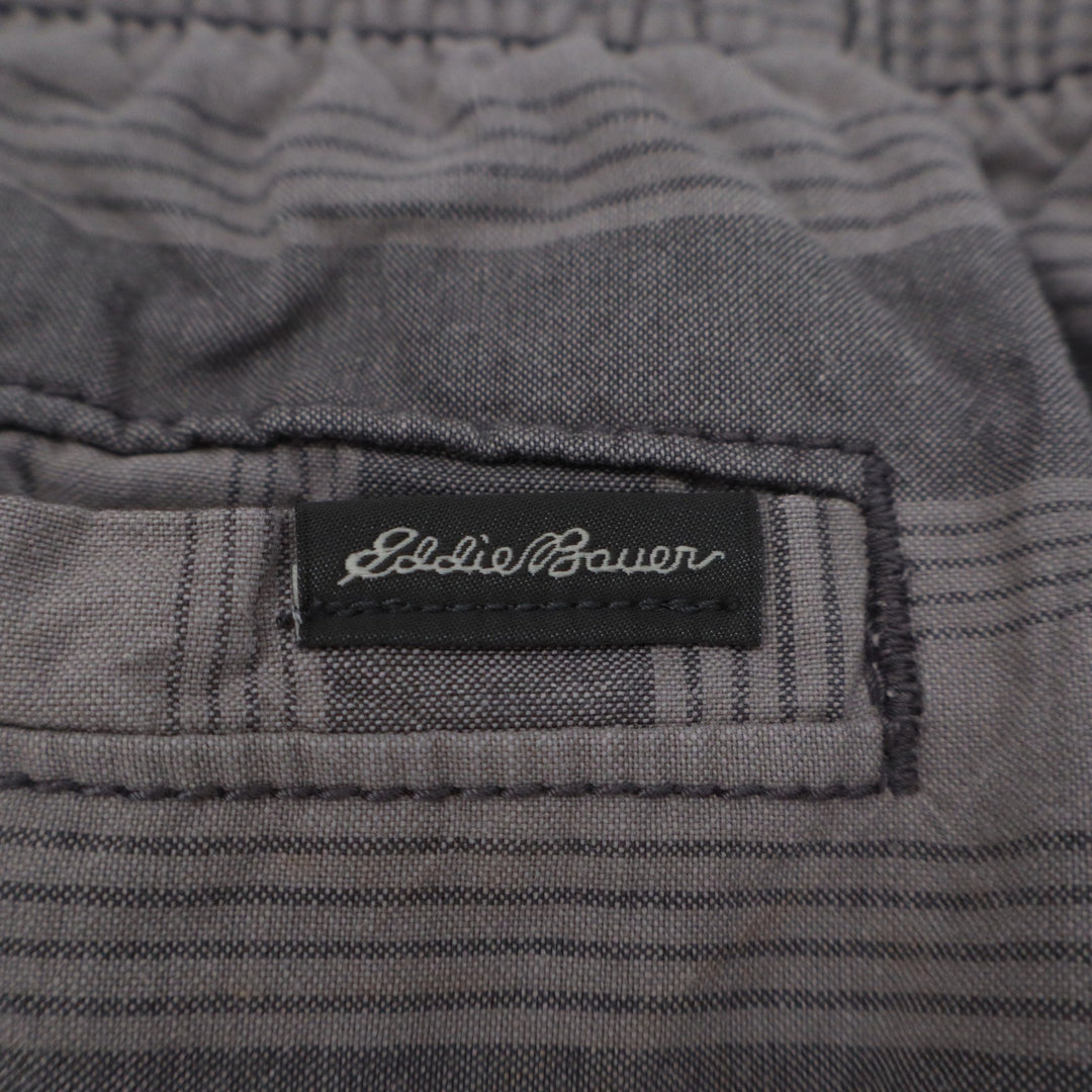 Eddie Bauer Mens Gray Striped Elastic Waist Cotton Shorts Size L