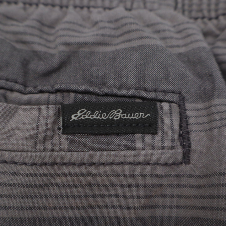 Eddie Bauer Mens Gray Striped Elastic Waist Cotton Shorts Size L