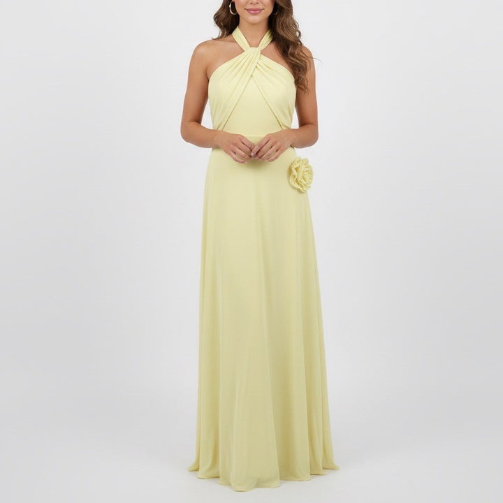 Dessy Collection Draped Satin Grecian Column Gown With Convertible Straps Size 2