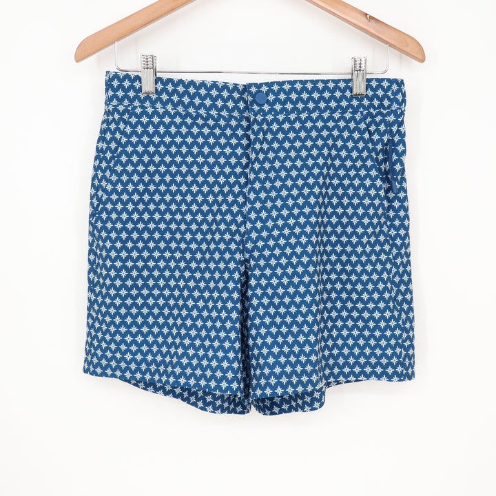 VRST Mens Resort Short 6" Deep Denim Print Blue White Floral Stretch Size S