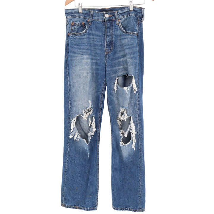Aeropostale 90s Baggy Distressed High Rise Jeans Medium Wash Blue Size 6 Reg