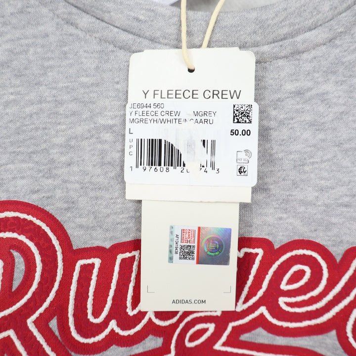 Adidas Rutgers University Scarlet Knights Fleece Crewneck Sweatshirt Grey L