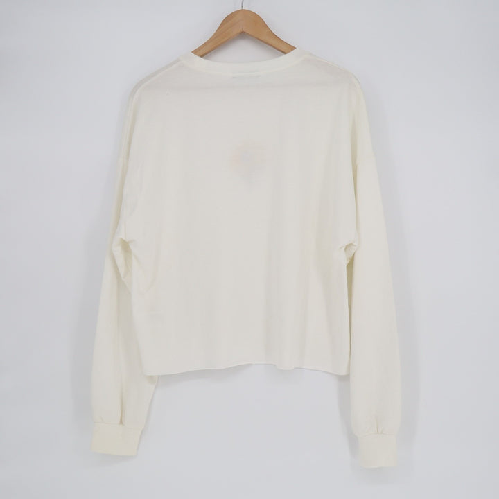 Shein Sweatshirt Womens Large White Sunflower Embroidered Drop Shoulder Pullover
