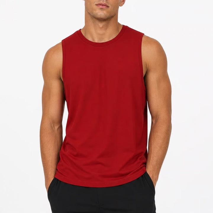 Unbranded Mens Red Athletic Tank Top Polyester Sleeveless Gym Shirt Size L