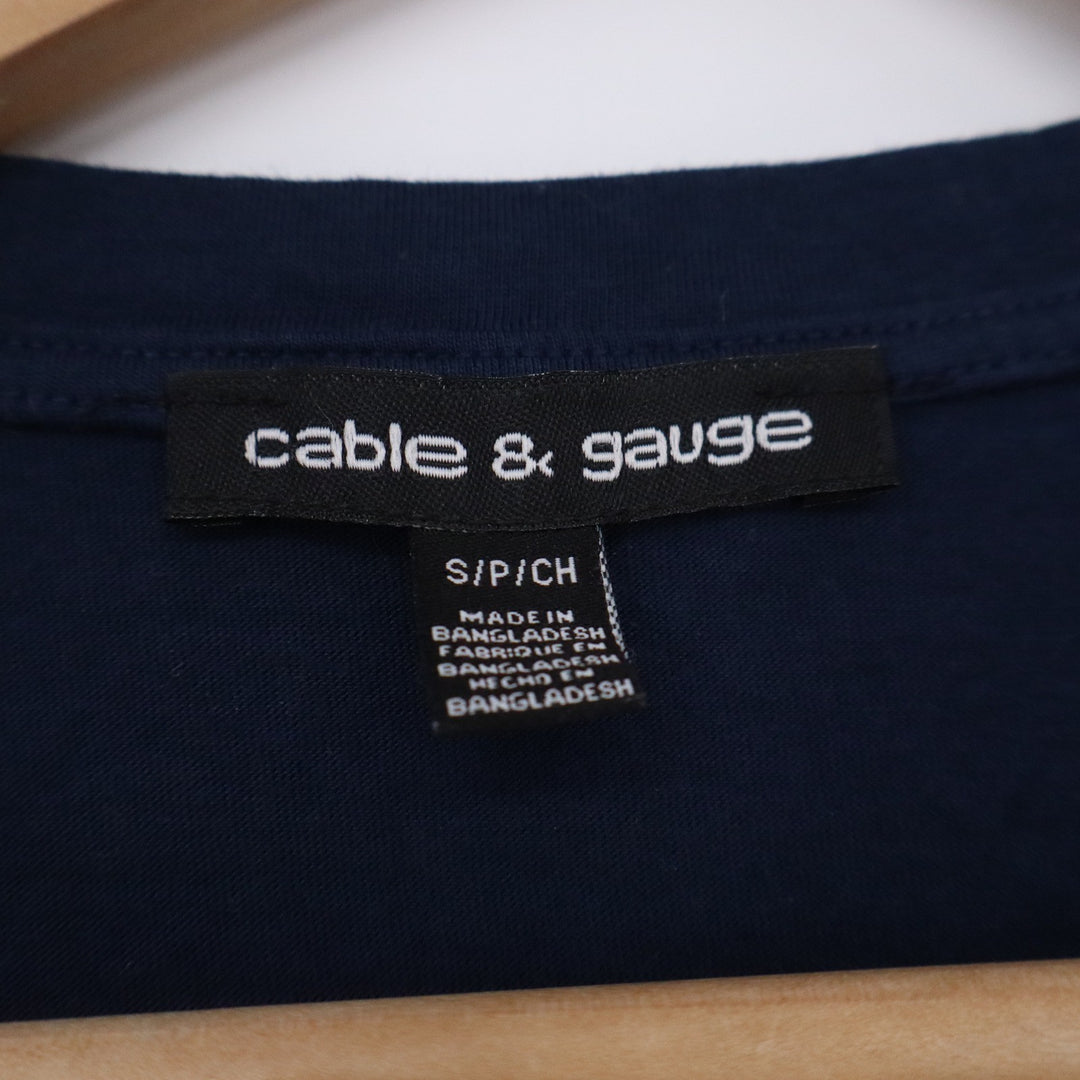 Cable & Gauge Navy Blue Pima Cotton Modal High Low Hem Short Sleeve Tee S