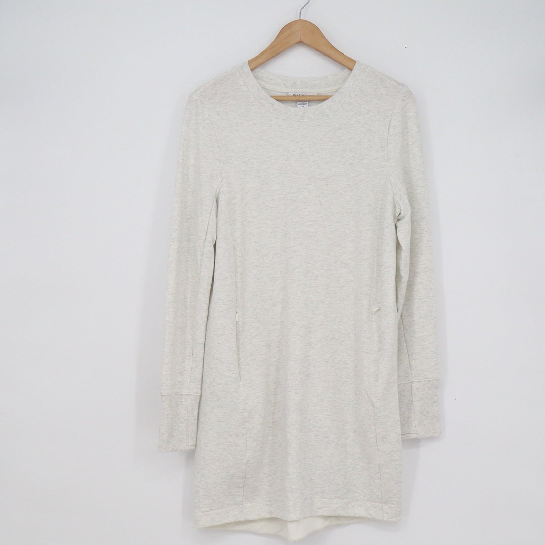 Athleta Womens Gray Heathered Tencel Lyocell Sweatshirt Dress Zip Pockets Size M