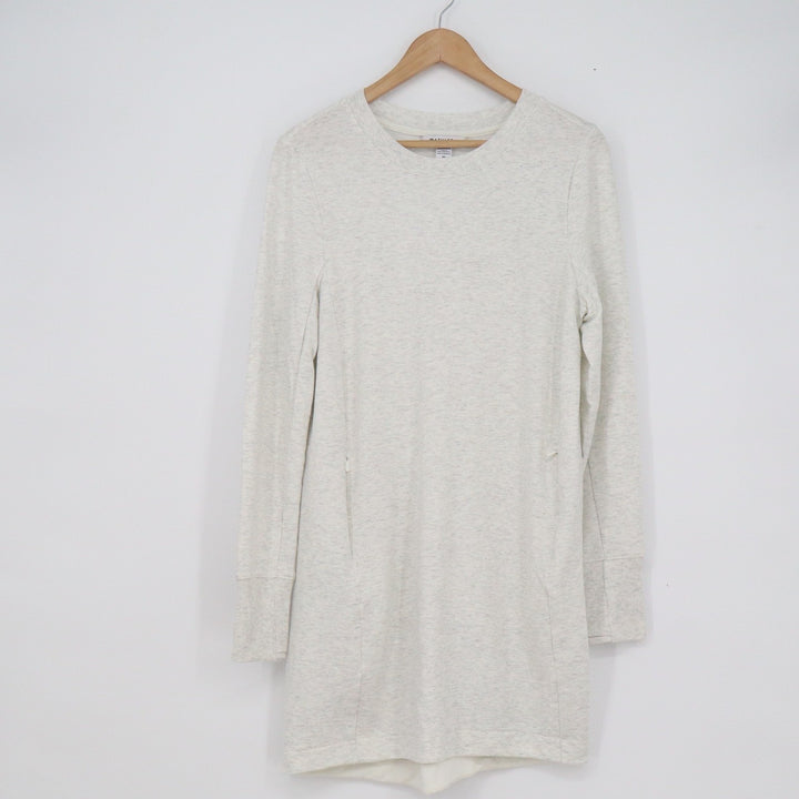 Athleta Womens Gray Heathered Tencel Lyocell Sweatshirt Dress Zip Pockets Size M