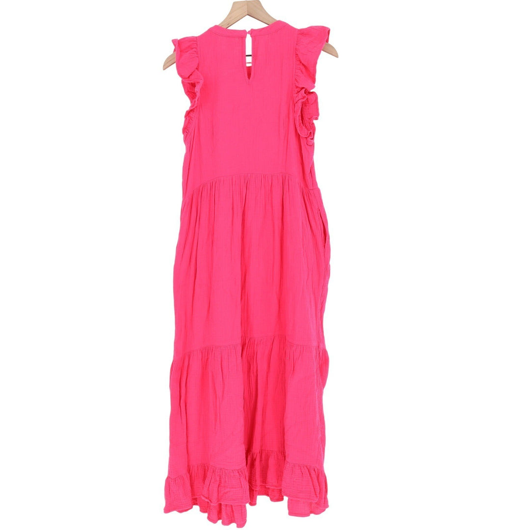 Universal Thread Pink Cotton Gauze Tiered Maxi Dress Ruffle Sleeveless Medium