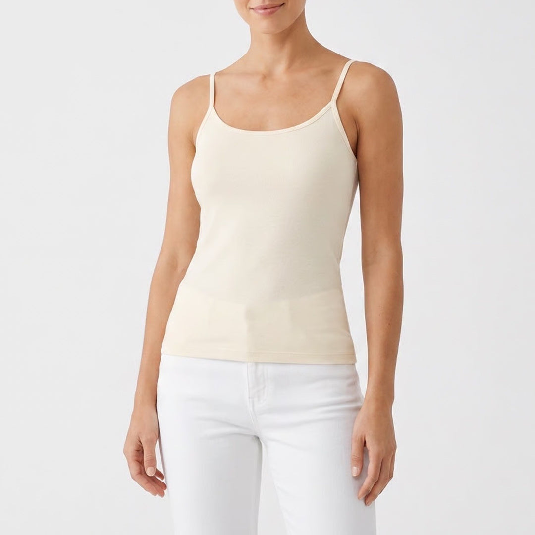 Hollister Womens Cream Cotton Blend Adjustable Strap Camisole Tank Top Small