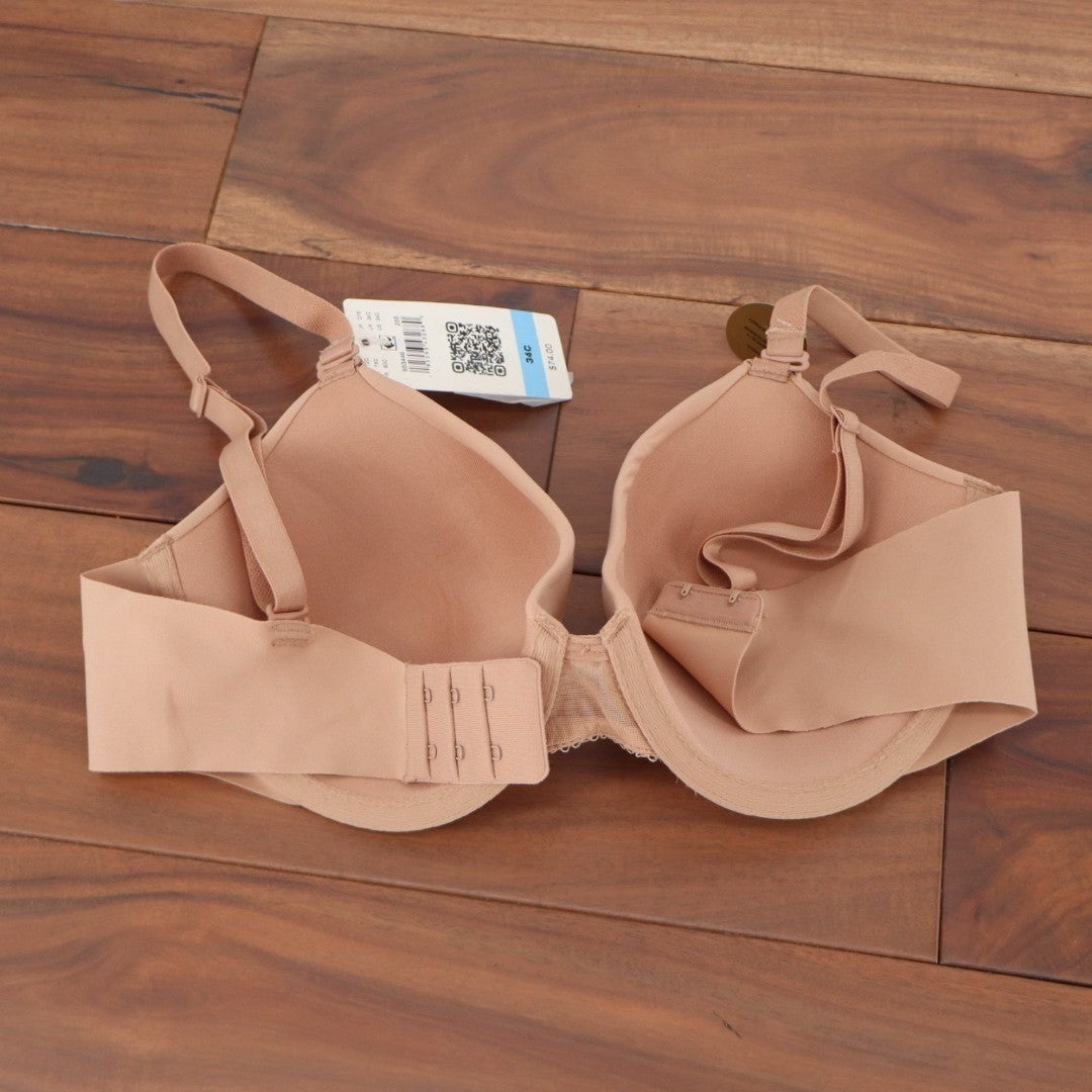 Wacoal Go Anywhere T-Shirt Bra Womens 34C Nude Stretch Padded Adjustable Strap