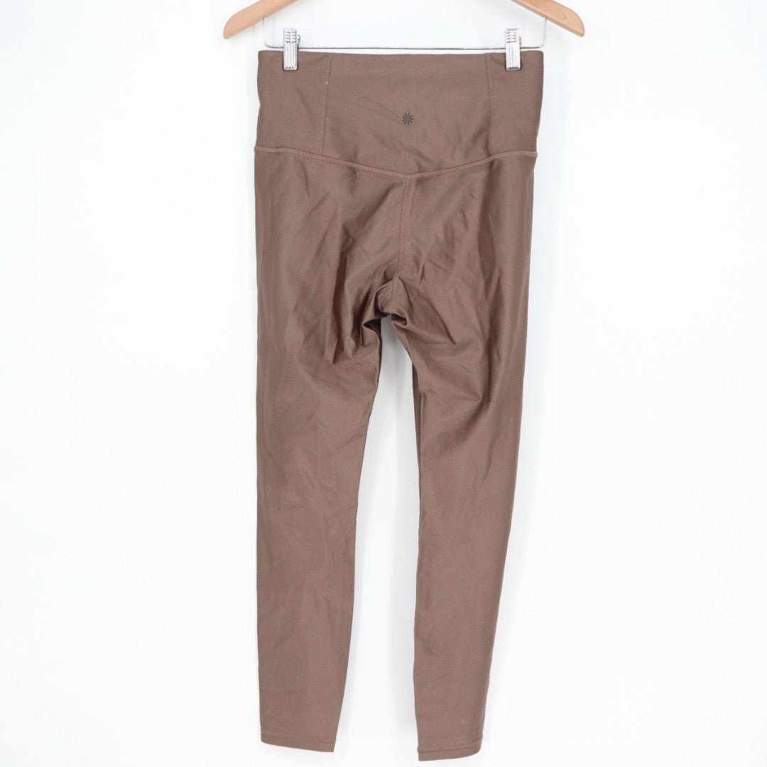 Athleta Elation Shine Tight Leggings Women Medium Brown Stretch Nylon High Waist