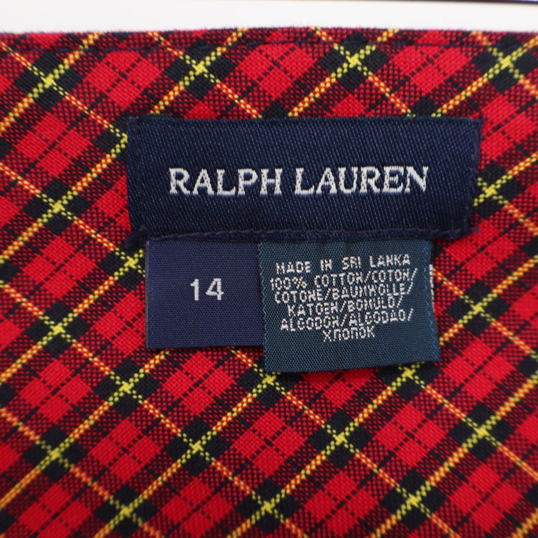 Ralph Lauren Mixed Plaid Patchwork Tiered Ruffle Mini Skirt Red Multi Size 14