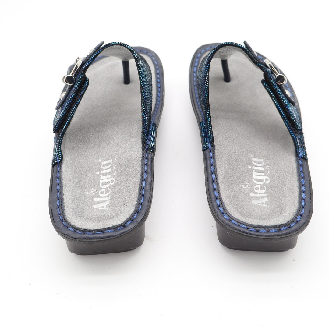 Alegria by PG Lite Blue Textured Thong Sandals Comfort Slides Size 38