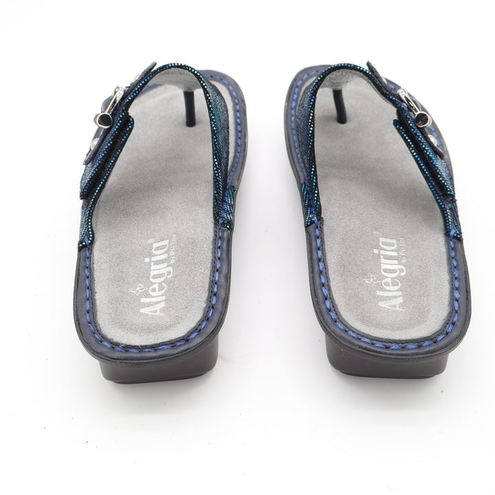 Alegria by PG Lite Blue Textured Thong Sandals Comfort Slides Size 38
