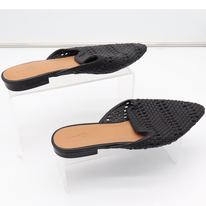 Universal Thread Womens Black Woven Pointed Toe Mule Flats Size 9
