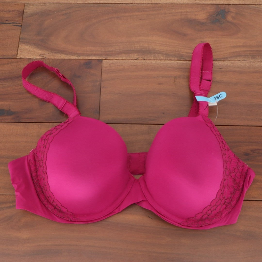 Maidenform One Fab Fit Everyday Modern Demi Underwire T Shirt Bra Women 38C Pink