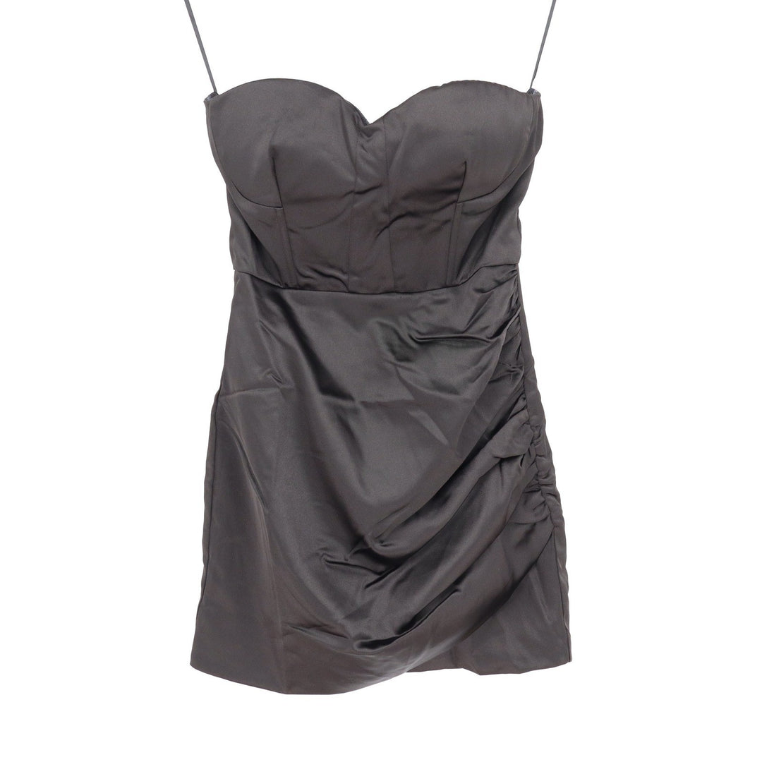 Naked Wardrobe Black Strapless Sweetheart Mini Dress Ruched Corset Bodice S