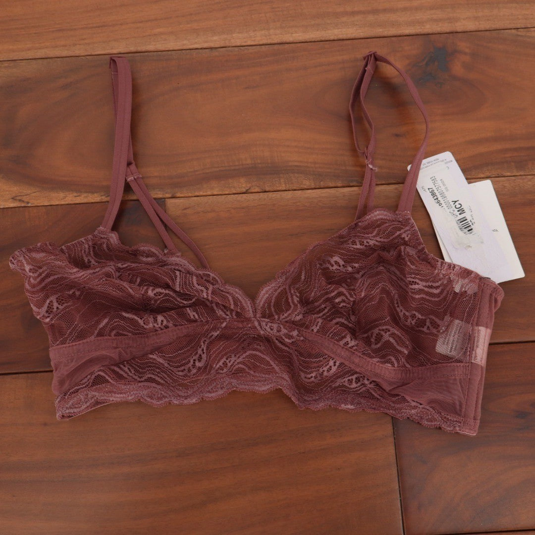 Calvin Klein Instinct Unlined Lace Triangle Bralette Mauve QF7925 Small