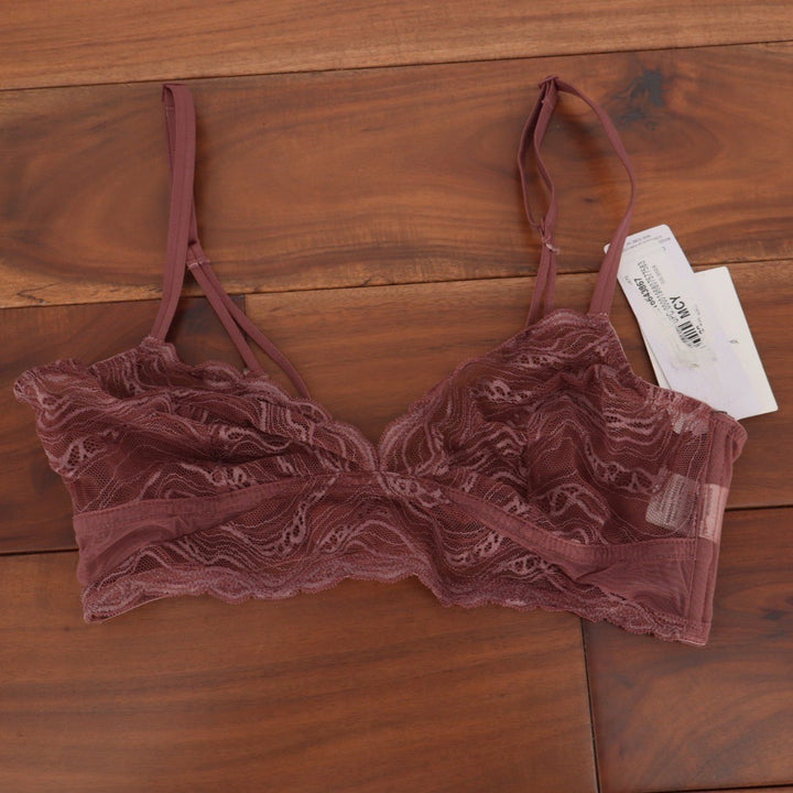 Calvin Klein Instinct Unlined Lace Triangle Bralette Mauve QF7925 Small