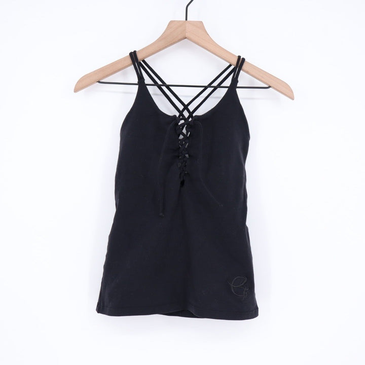 Equilibrium Activewear Black Lace Up Criss Cross Strap Tank Top Size M