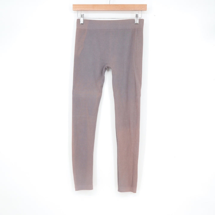 Connection 18 Seamless Leggings Mauve Gray Cotton Blend Ribbed Waist Size M