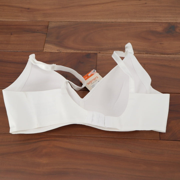 Warners No Side Effects T-Shirt Bra Women 36B White Wireless Adjustable Strap