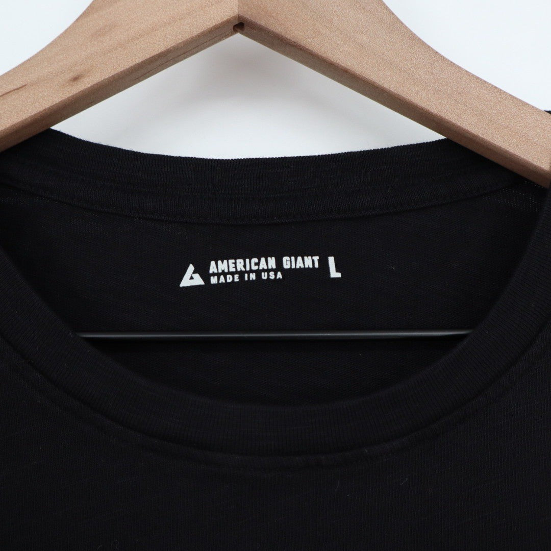 American Giant Mens Crew Neck Short Sleeve T Shirt Black Size L Made in USA