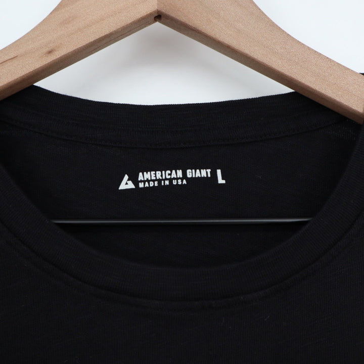 American Giant Mens Crew Neck Short Sleeve T Shirt Black Size L Made in USA