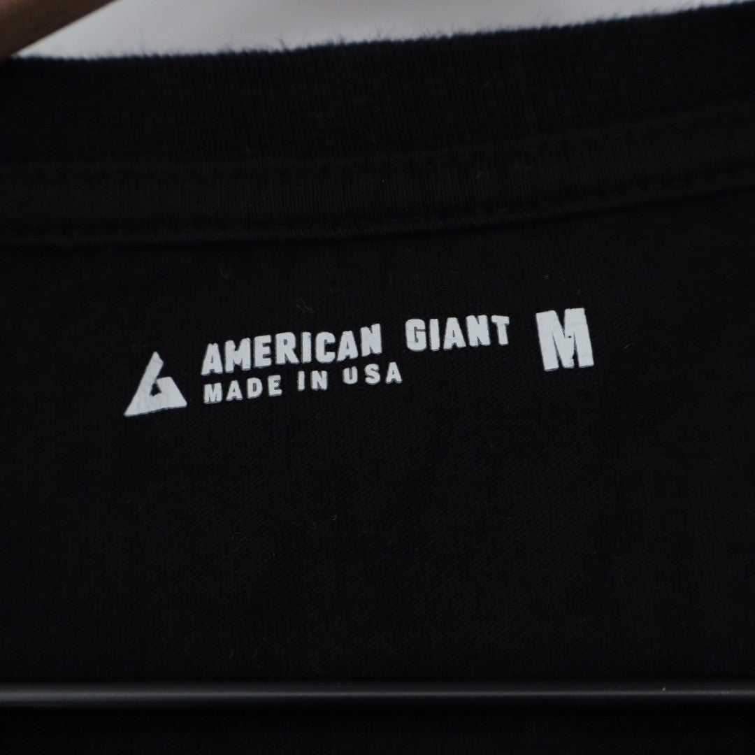 American Giant Mens Black Cotton Short Sleeve Pocket Tee Size Medium Made in USA