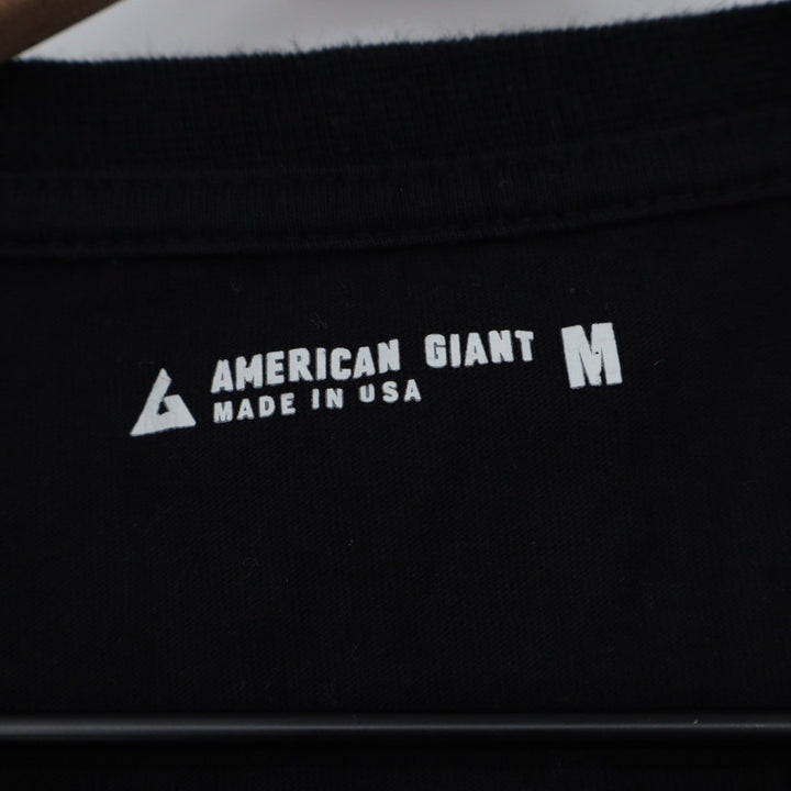American Giant Mens Black Cotton Short Sleeve Pocket Tee Size Medium Made in USA