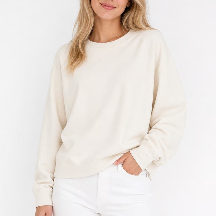Topshop Cream Oversized Crewneck Sweatshirt Back Seam Detail US 12 Large
