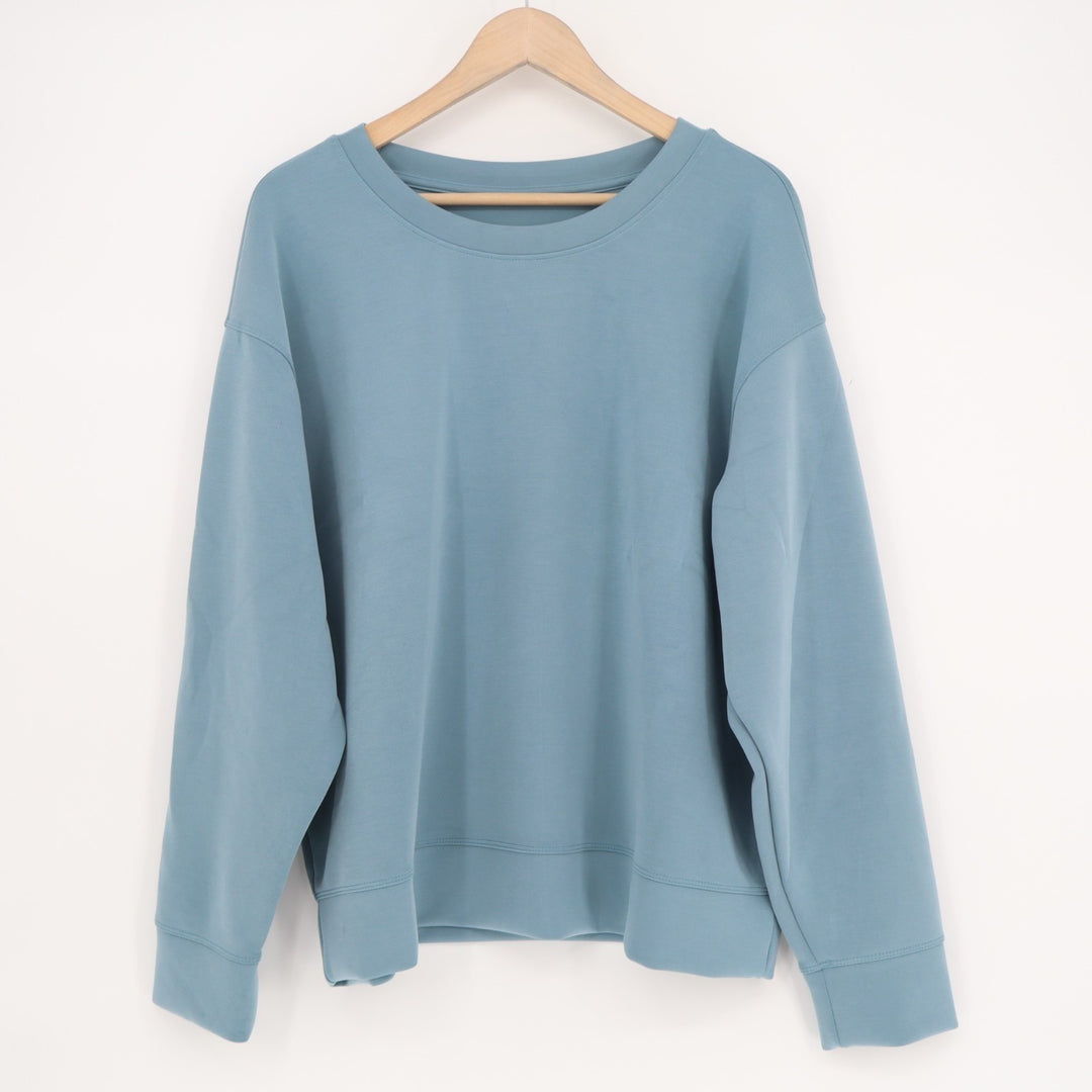 A New Day Sweatshirt Women XL Teal Stretch Ribbed Long Sleeve Crew Neck Pullover